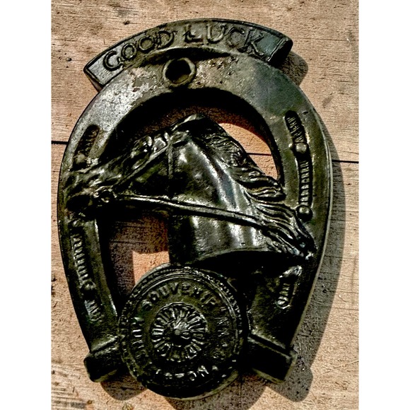 Vintage Other - Vintage Cast Iron Good Luck Horseshoe Horse Head Souvenir Huntington W. Va.